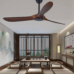 Retro Solid Wood Frequency Conversion Silent Dimming Ceiling Fan With Lights