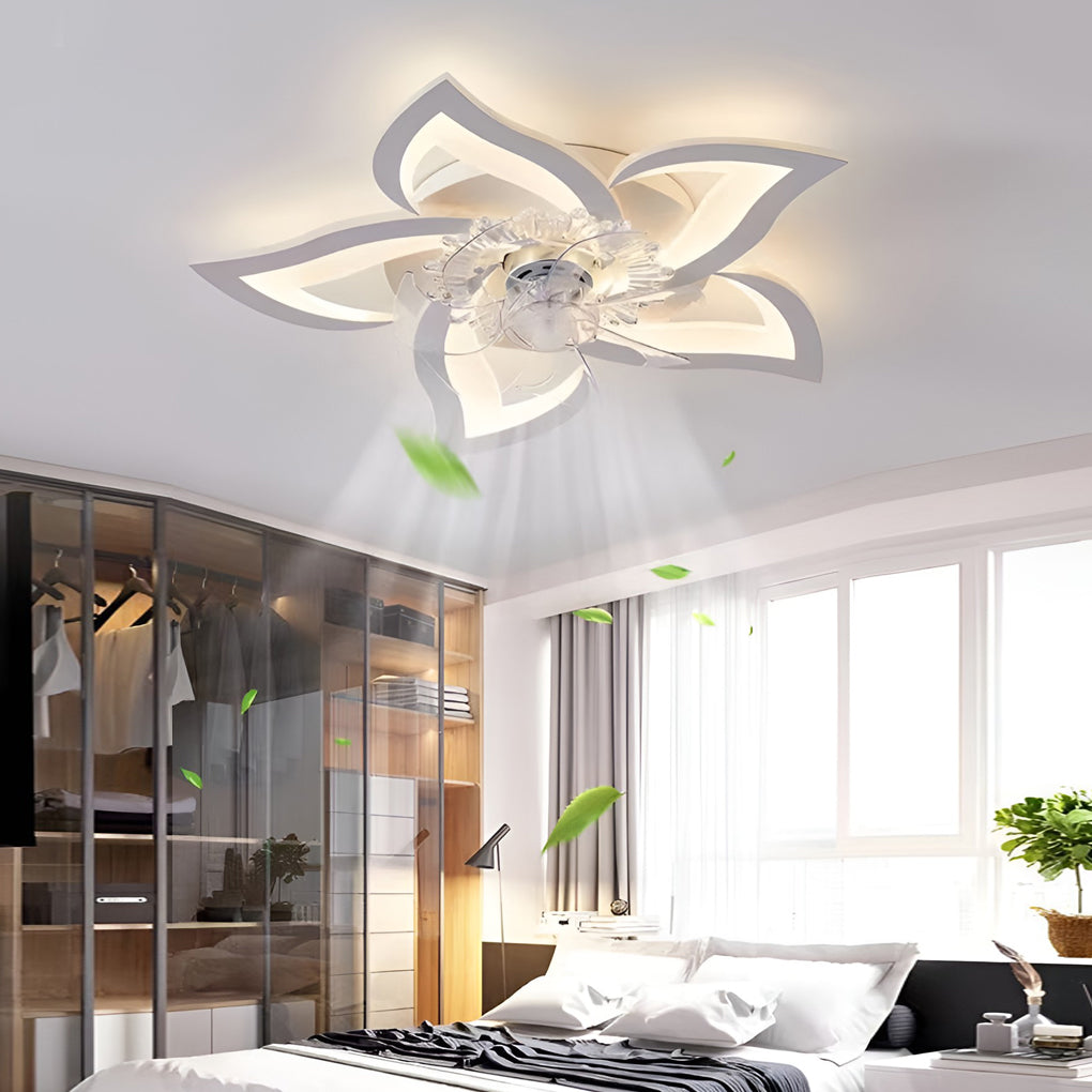 Flower Shaped Three Step Dimming Led Nordic Ceiling Fan Lights