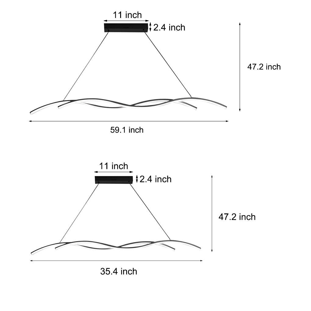 Double Wavy Hanging Ceiling Lamp Ha077473