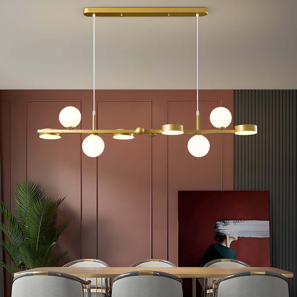 6 8 Light 3Step Dimming Glass Ball Led Long Dining Room Chandelier