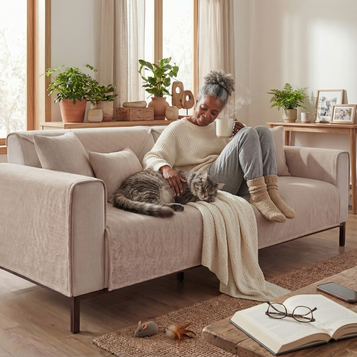 TheCarGoods Premium Chenille Herringbone Sofa & Couch Cover