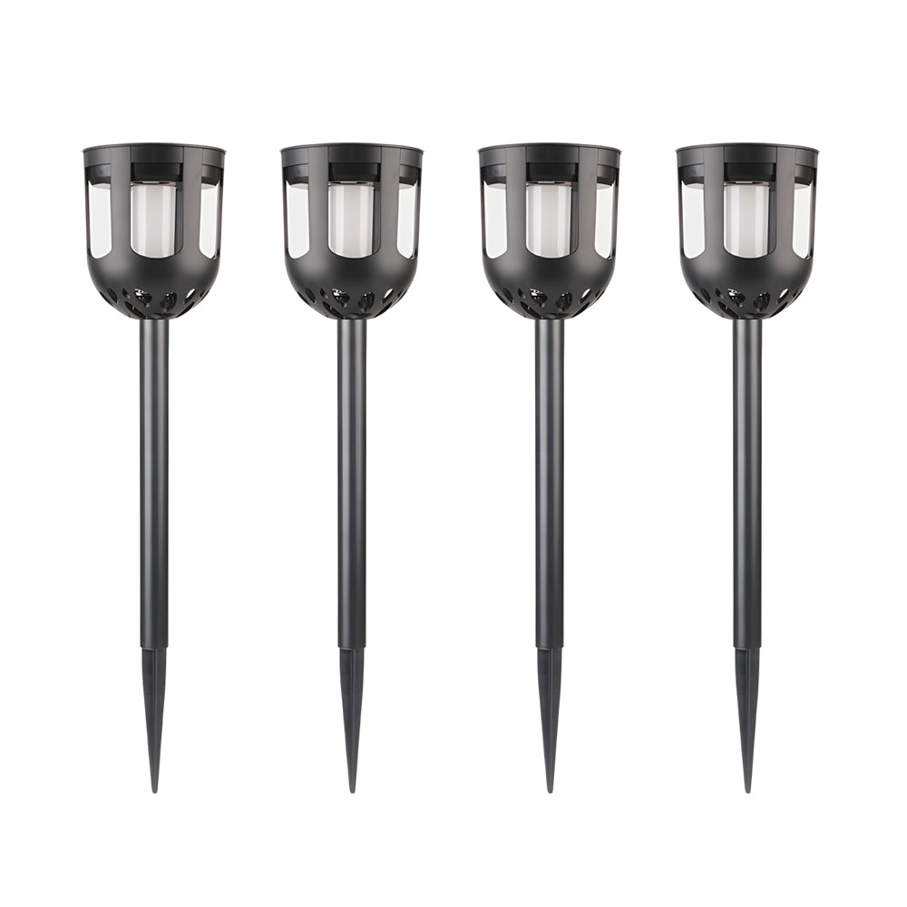 4 Pack Modern Black Solar Led Outdoor Path Light Set