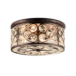 American 13 In Drum Bronze Crystal Flush Mount Ceiling Lights