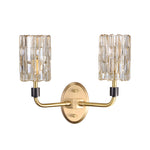 Luxury Copper Armed Crystal Wall Light Modern 1 2 Light Sconce