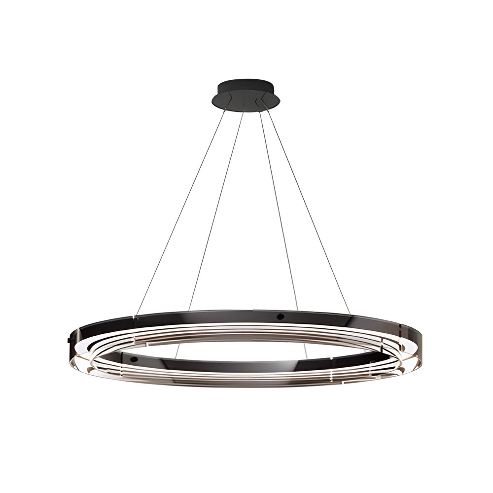 Black Glass Dimmable Led Ring Pendant Chandelier