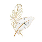 Resin Feather Wall Clock Silent Wall Painting Led Lights Art Decor