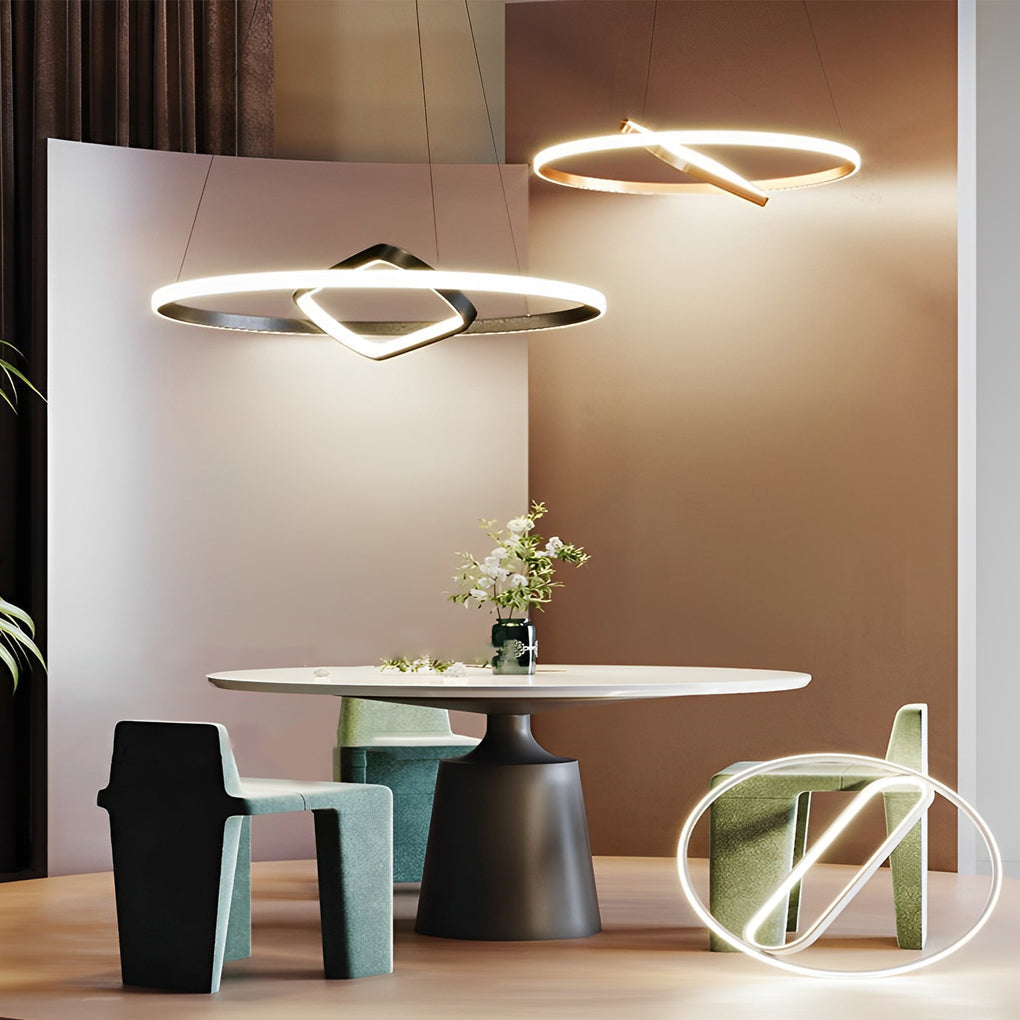 Round Oval Led Black Chandelier Li002236