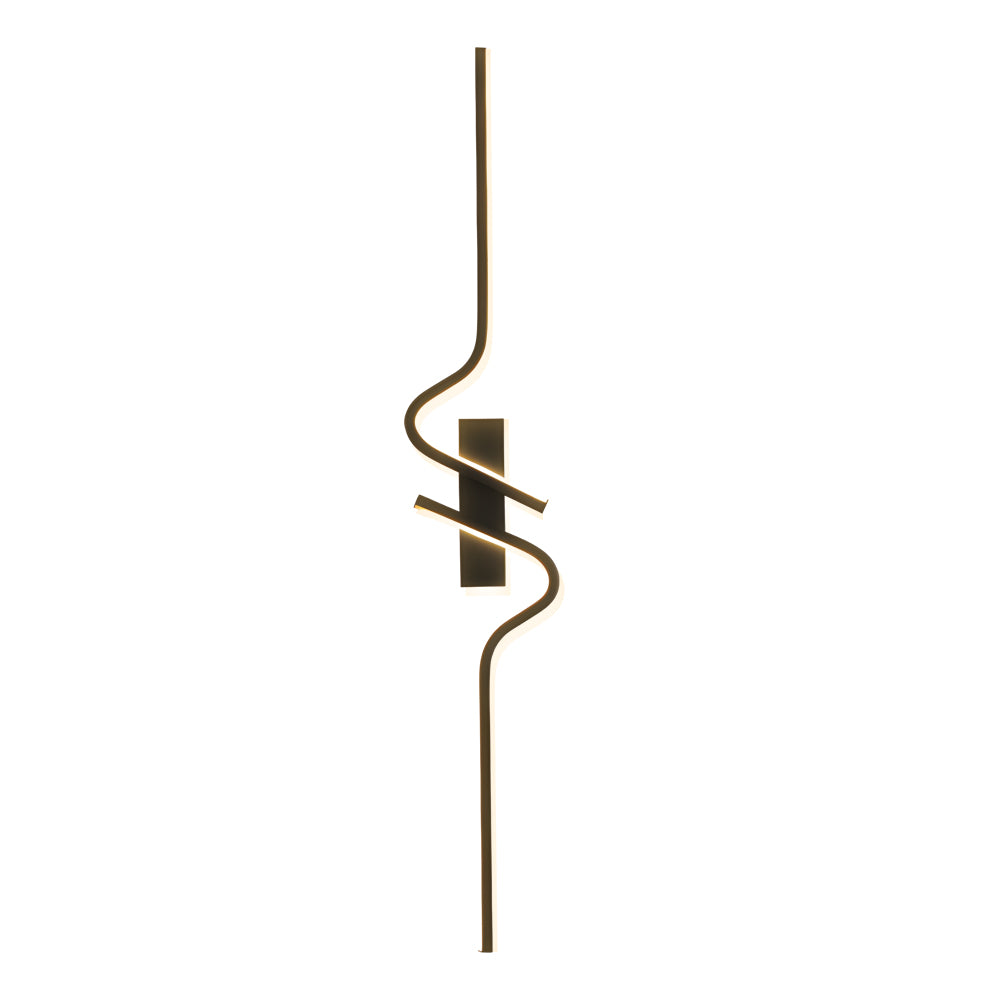 Minimalist Long Wave Aluminum Black Decorative Led Wall Lamp