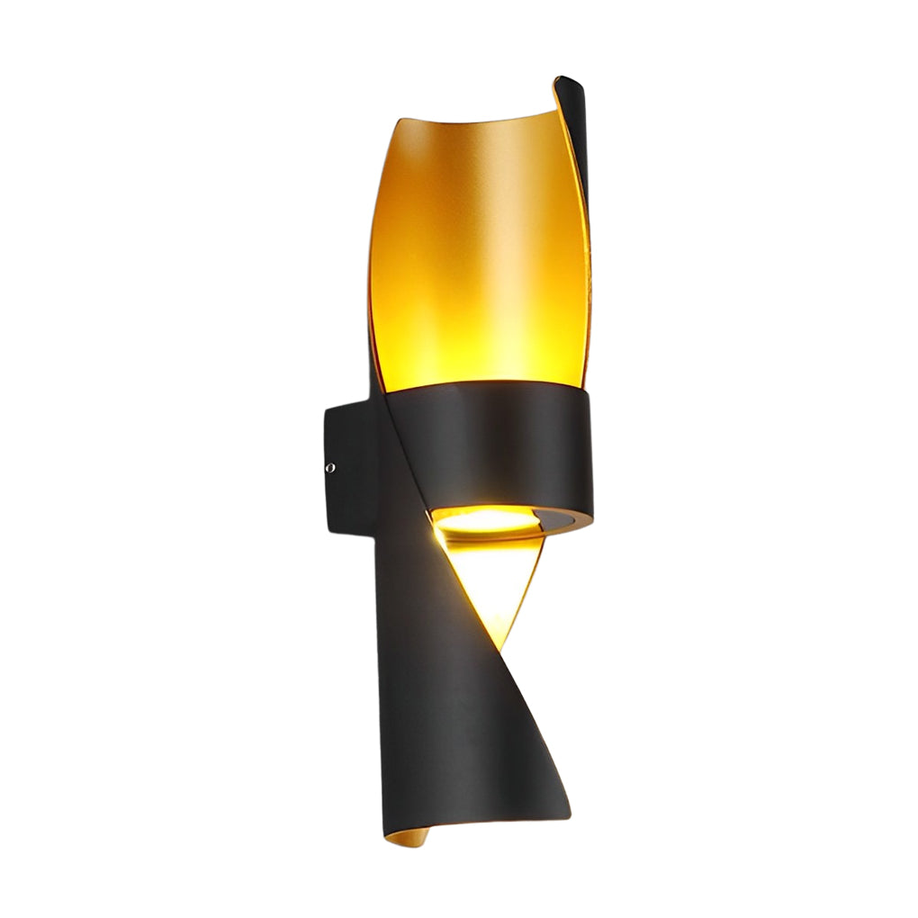 Spiral Exterior Up And Down Wall Lights Outdoor Wall Mounted Light With Gold Interior