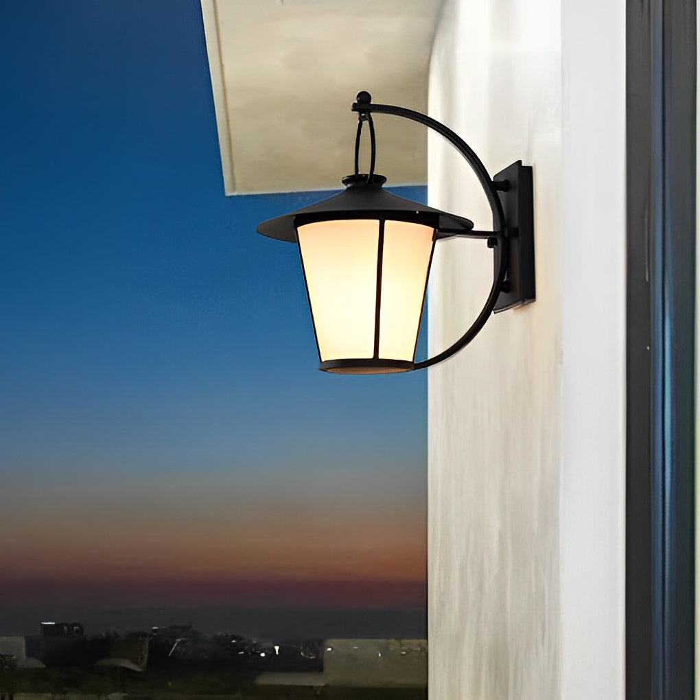 1 Light 13 In Vintage White Opal Frosted Glass Black Outdoor Wall Light