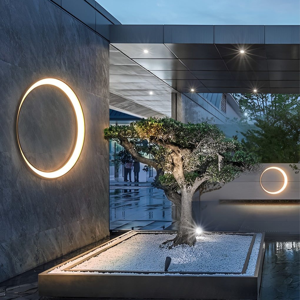 Minimalist Creative Outdoor Round Moon Led Waterproof Exterior Wall Sconces