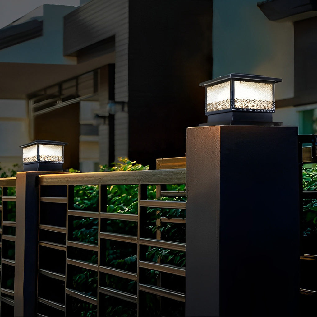 Square Solar Fence Post Lights Ha077384