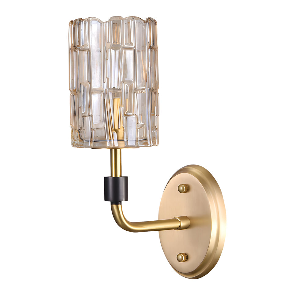 Luxury Copper Armed Crystal Wall Light Modern 1 2 Light Sconce