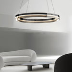 Black Glass Dimmable Led Ring Pendant Chandelier