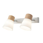 Wood Glass Cone Rotatable Light Wall Sconce White