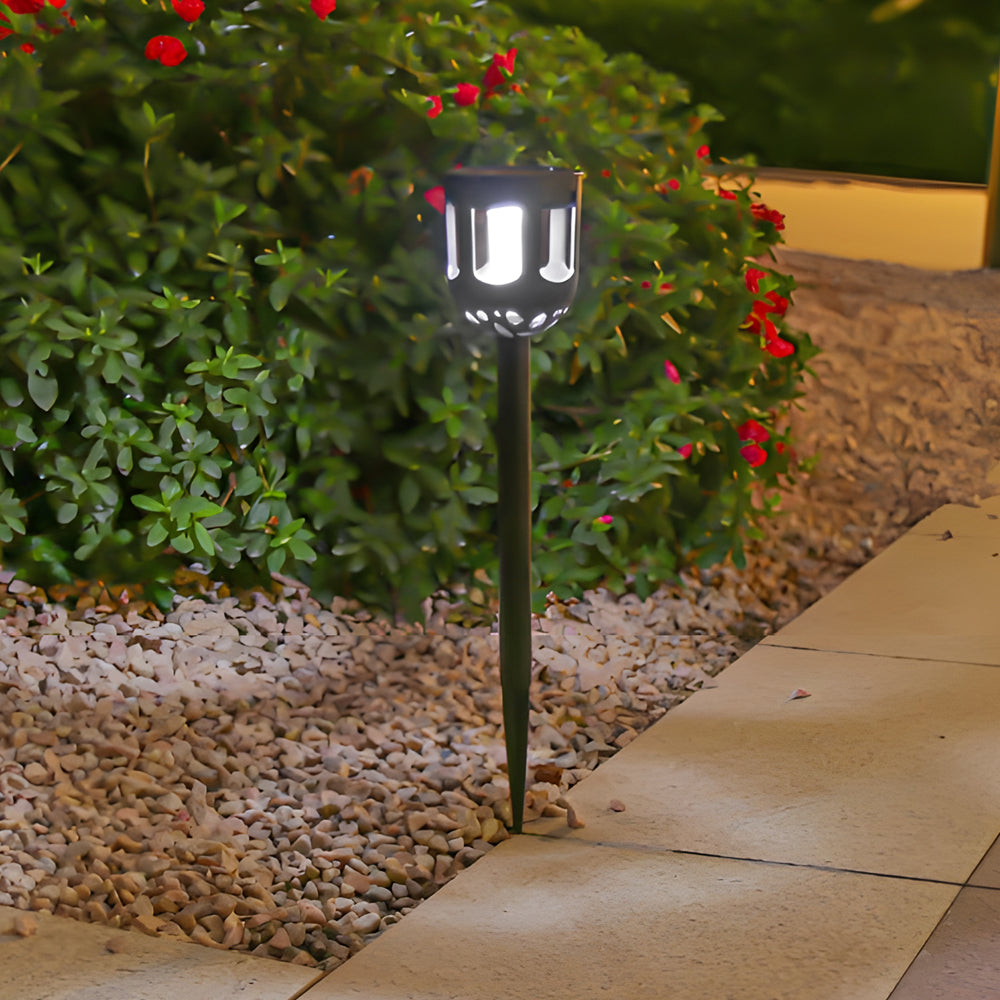 4 Pack Modern Black Solar Led Outdoor Path Light Set