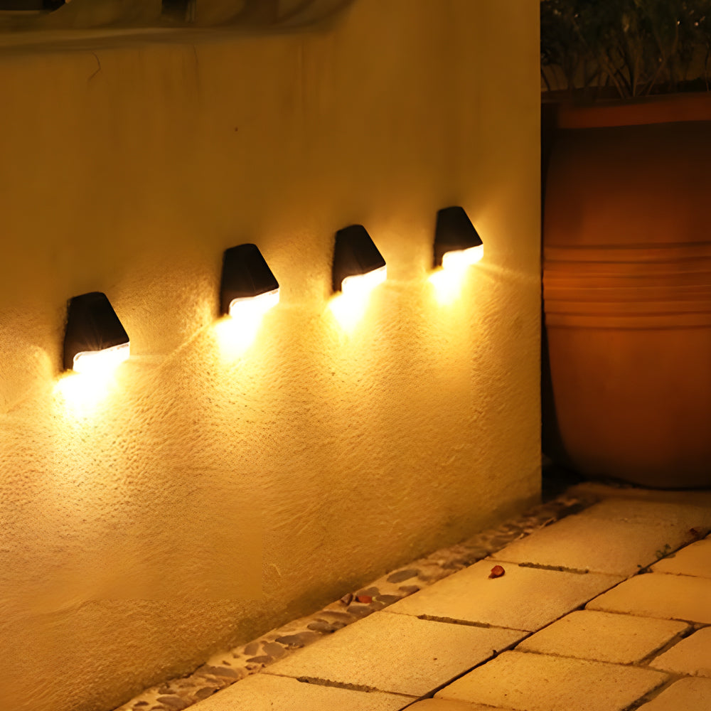 4 Pcs Dusk To Dawn Sensor Step Lights Outdoor Warm White Led Solar Stair Lighting
