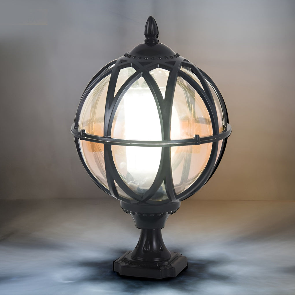 Round Glass E27 Waterproof Outdoor Post Light