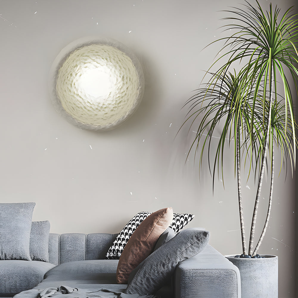 Japanese White Round 1 Light Wall Sconce 3 Sizes