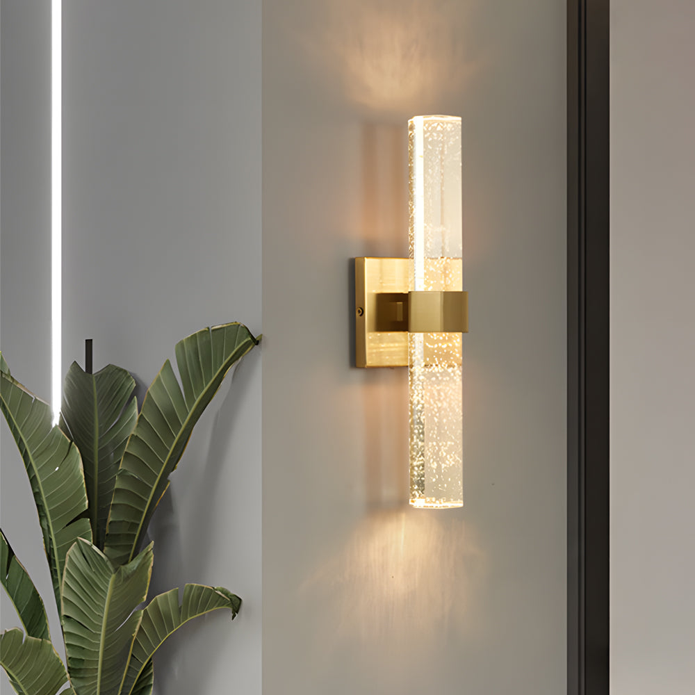 Long Strip Bubbles Crystal Shade Led Up Down Lighting Modern Wall Lamp