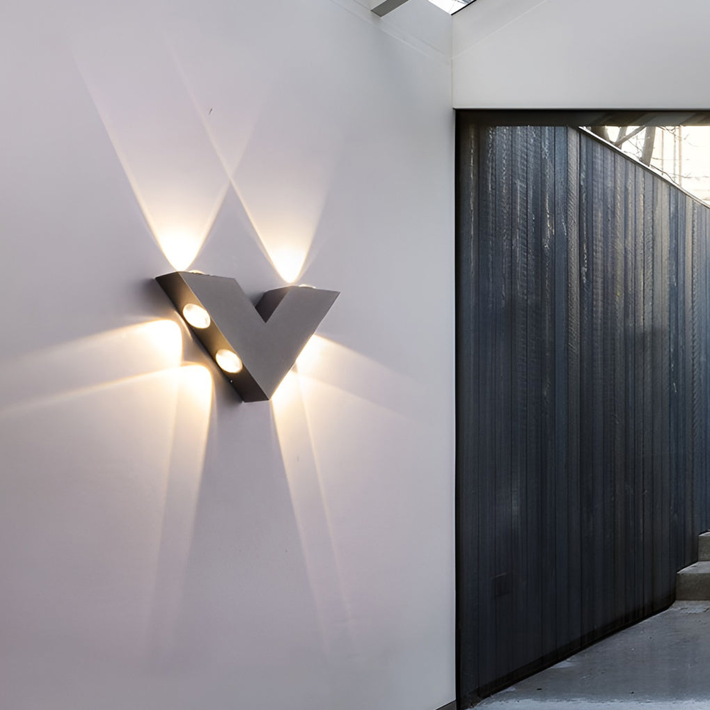 V Shaped Waterproof Led Black Modern Outdoor Wall Lamp
