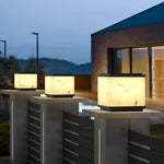 Square Marbled Solar Powered Fence Post Light Ha082380