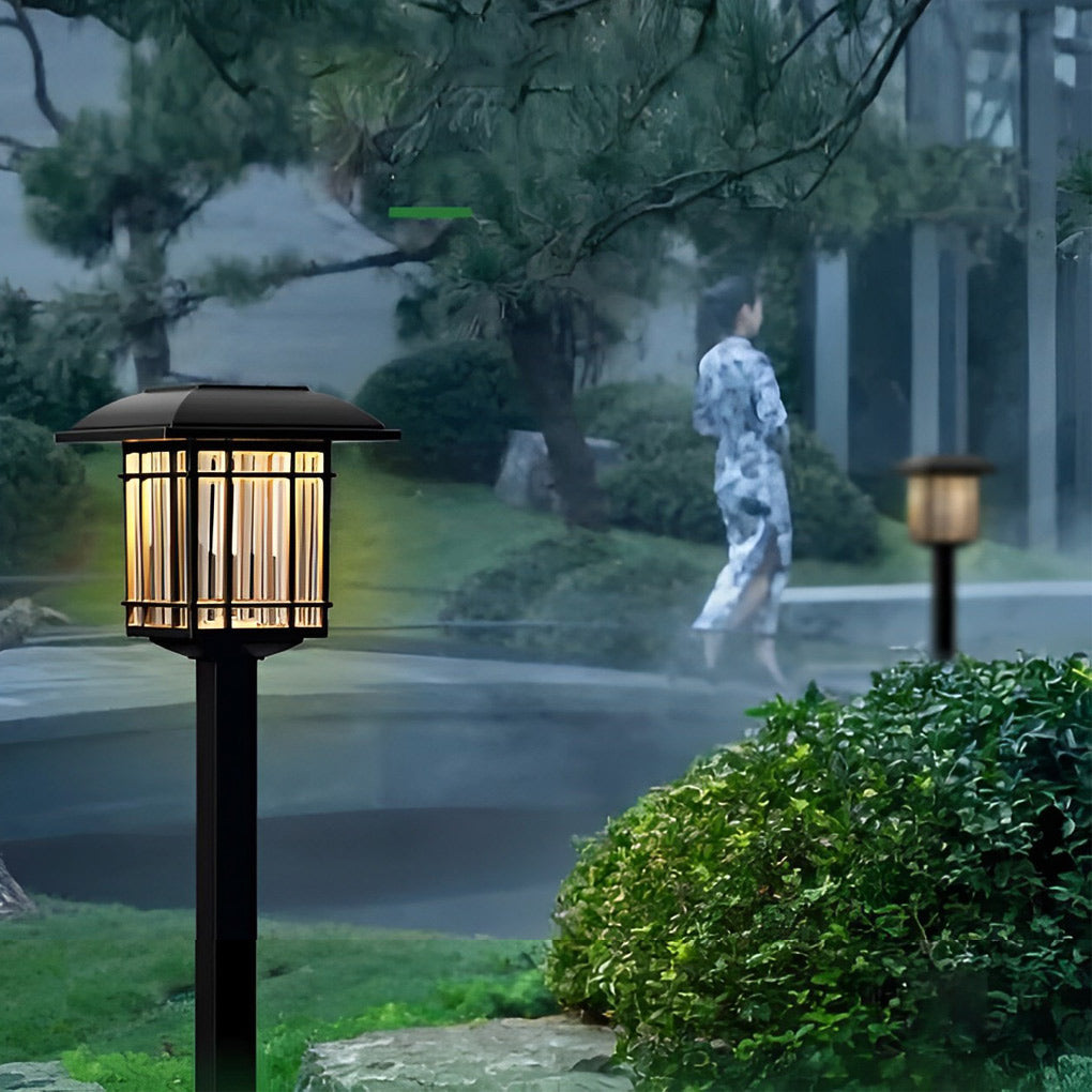 2Pcs Vintage Black Solar Lawn Lights Ha083002