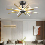 Spiral Linear Modern Led Ceiling Fan In Black Gold Silent Fan Light Fixture