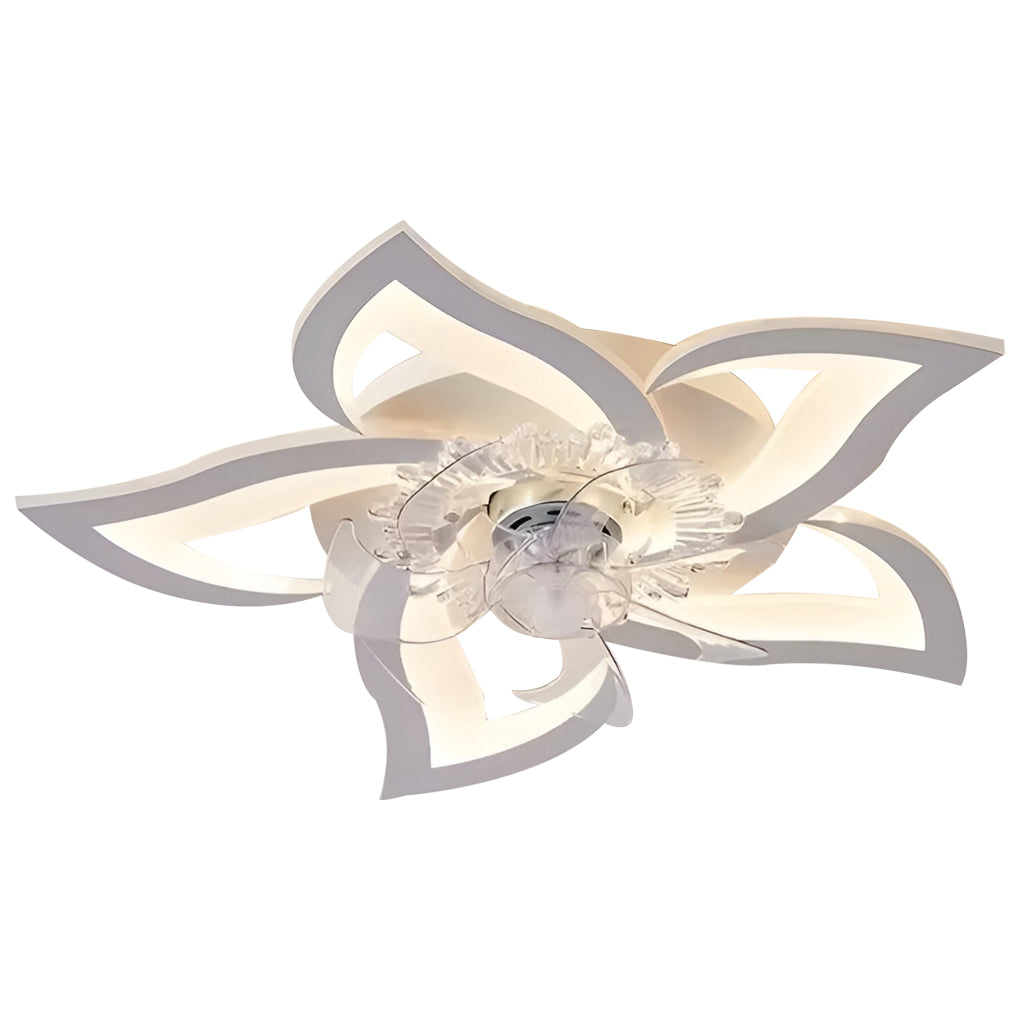 Flower Shaped Three Step Dimming Led Nordic Ceiling Fan Lights