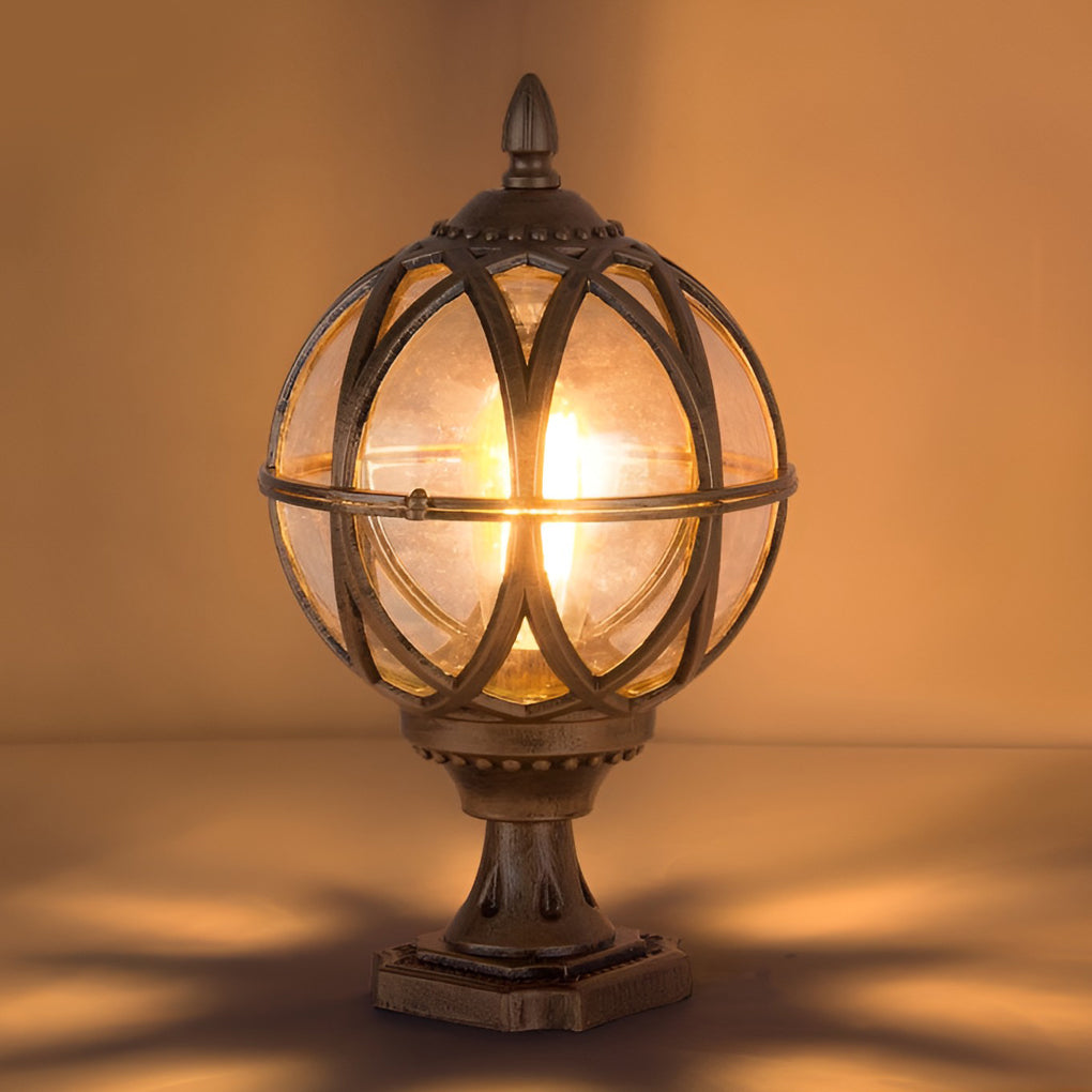 Round Glass E27 Waterproof Outdoor Post Light