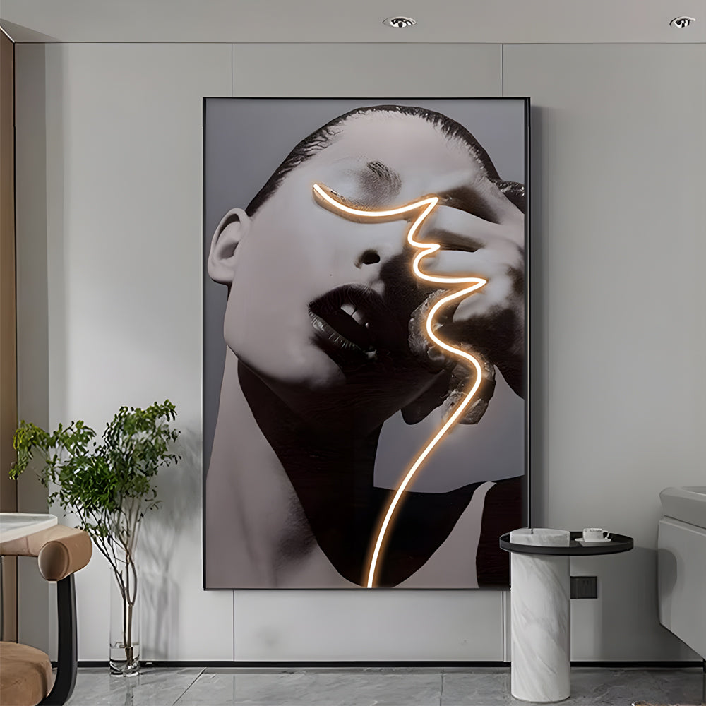 Led Crystal Porcelain Lady Profile Wall Painting