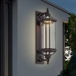 Retro Rectangular Ribbed Glass Solar Outdoor Wall Light