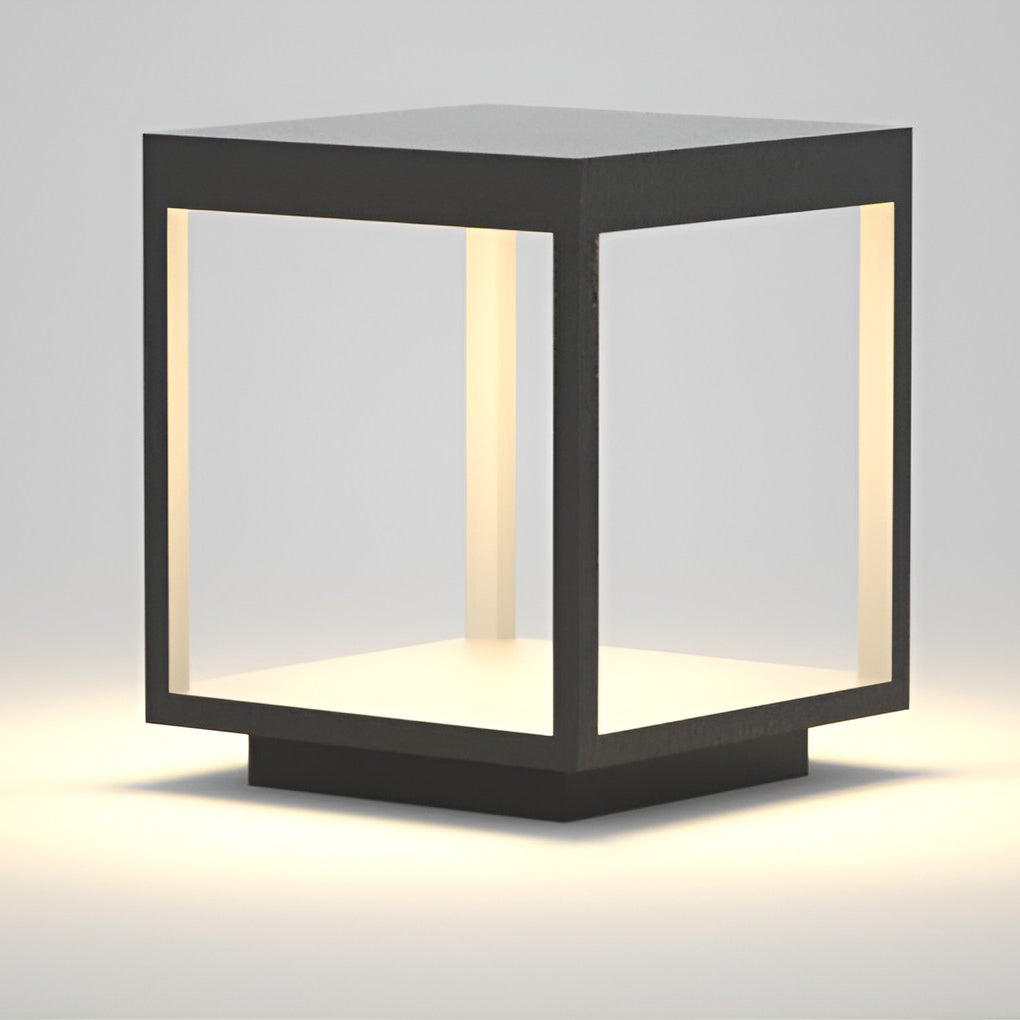 Modern Open Frame Square Led Solar Pier Mounted Outdoor Post Light