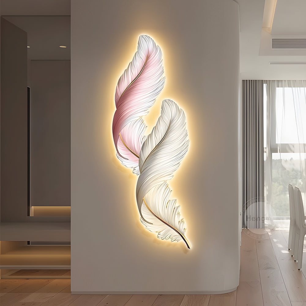 Feathers Creative Luxury Decorative Painting Usb Remote Led Wall Lights