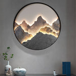 Round Mountain Scenery Painting Wall Light Li002574