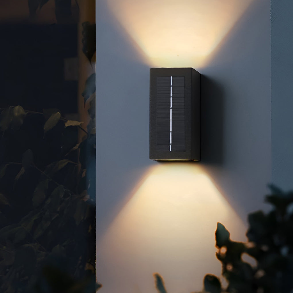 Rectangular Waterproof Up And Down Lights Led Solar Modern Wall Sconce Lighting