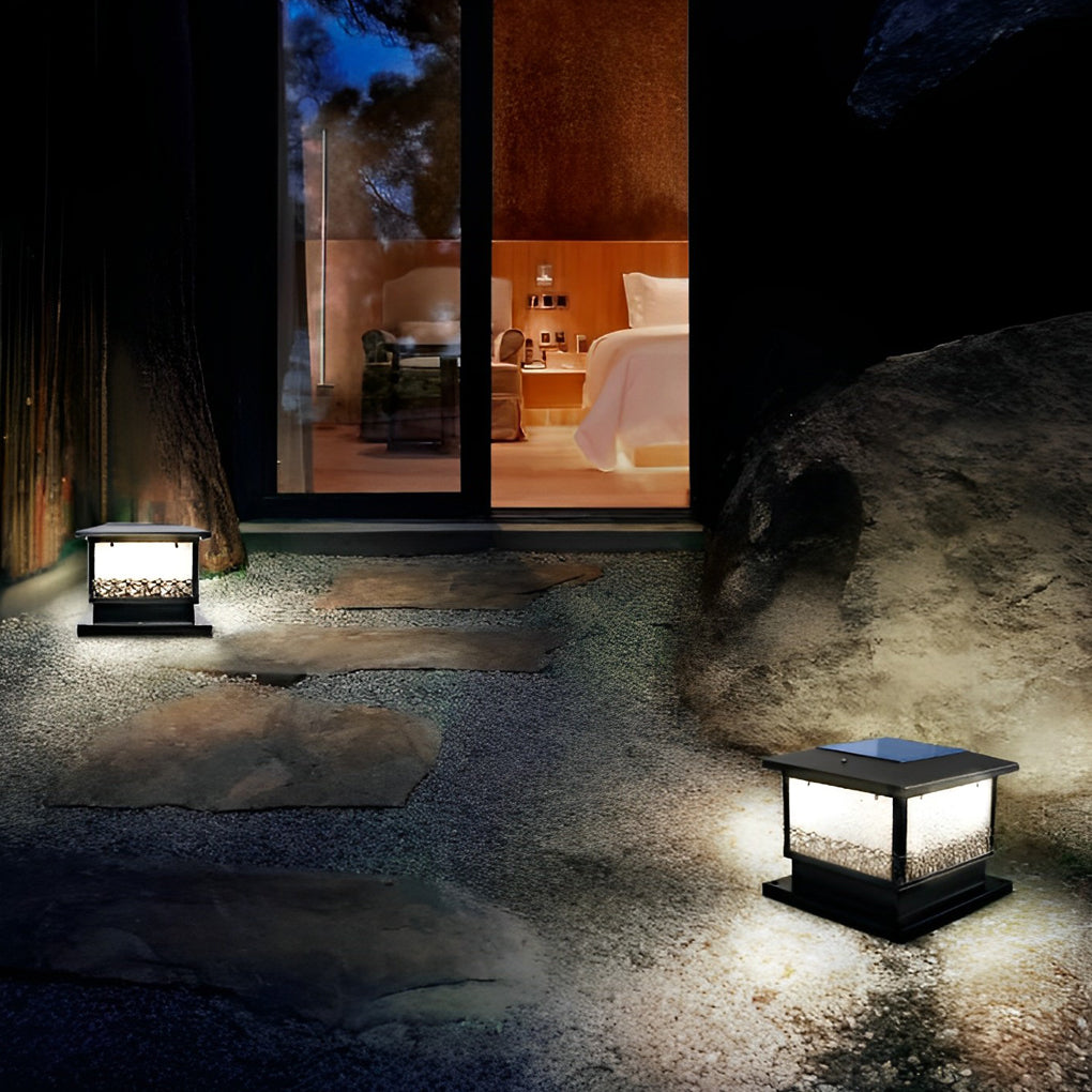 Square Solar Fence Post Lights Ha077384