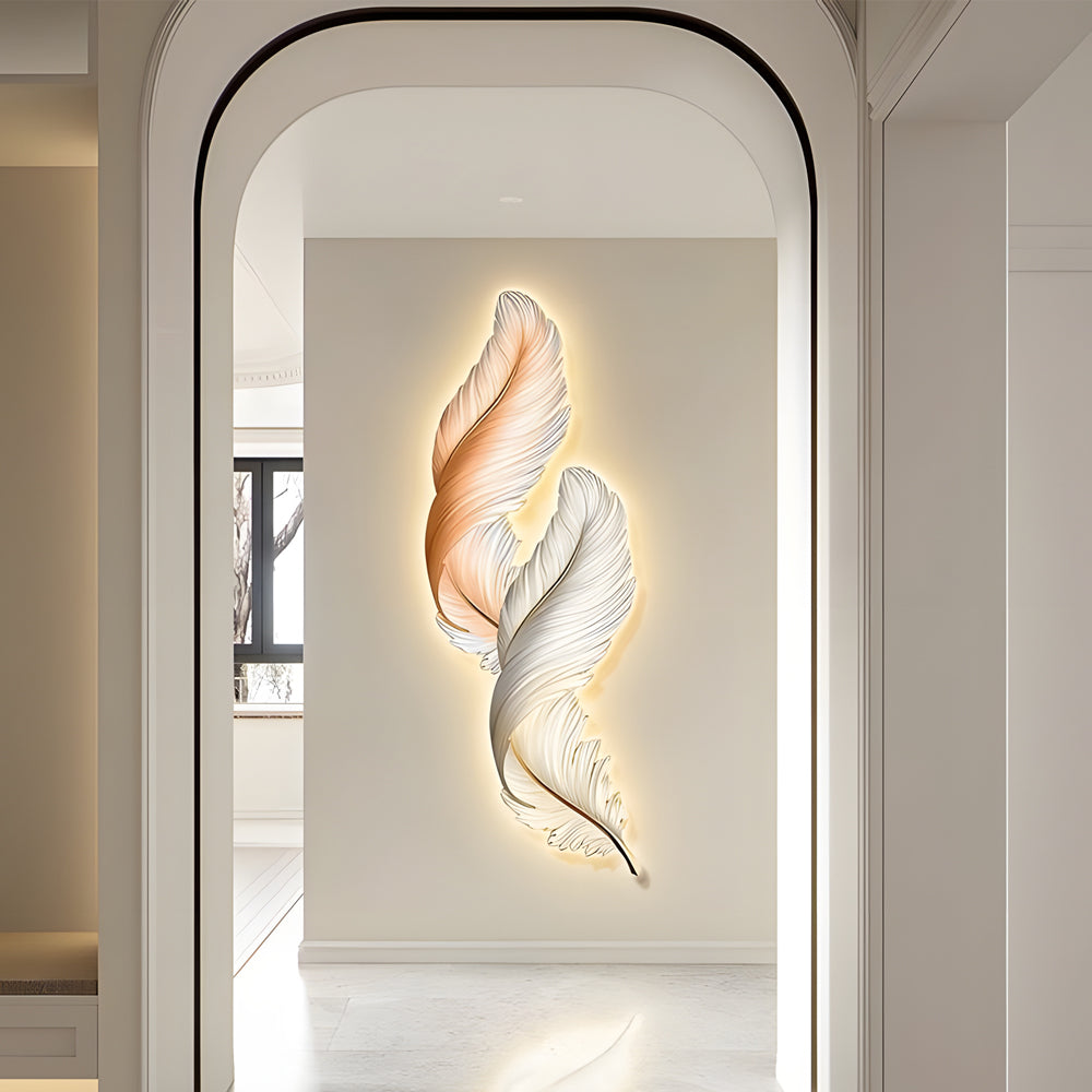 Feathers Creative Luxury Decorative Painting Usb Remote Led Wall Lights