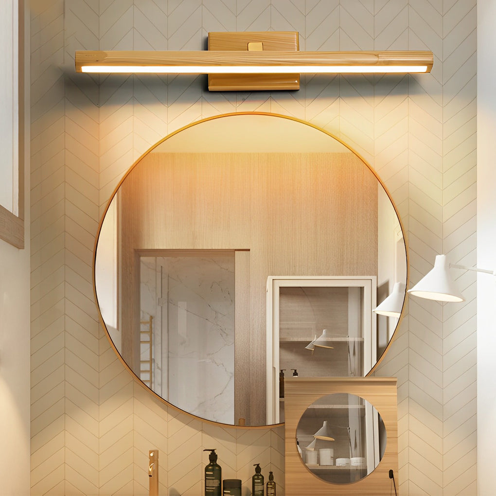 Rotatable Wood Bathroom Vanity Light Dimmable Led