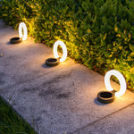 4Pcs Round Foldable Solar Deck Lamp Set Modern Outdoor Disk Lights
