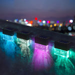 2Pcs Solar Sunset Fence Lights Rgb Led Outdoor Acrylic Bubbles Step Deck Light