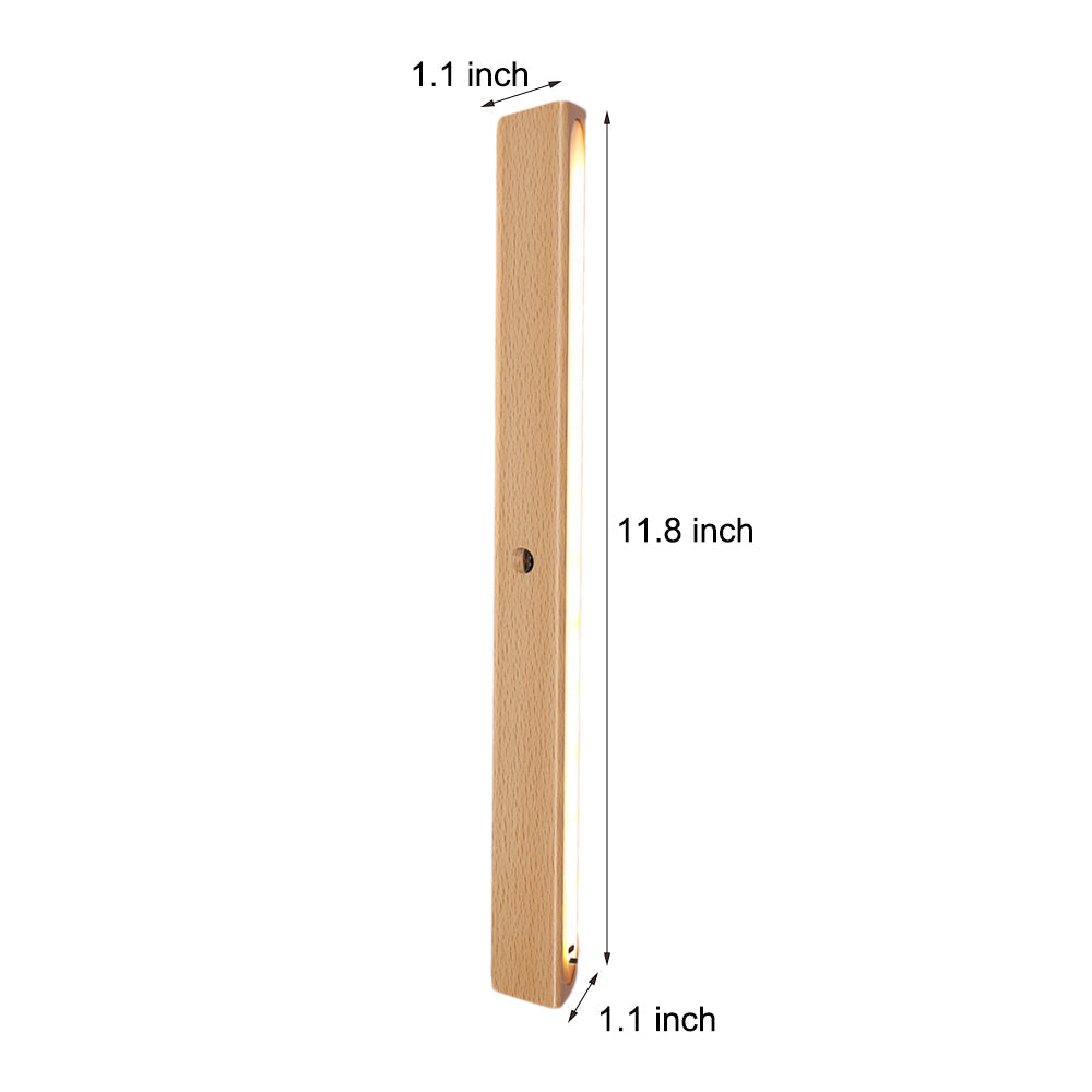 Wood Rectangle Motion Sensor Magnetic Cabinet Lights Led Rechargeable Night Light