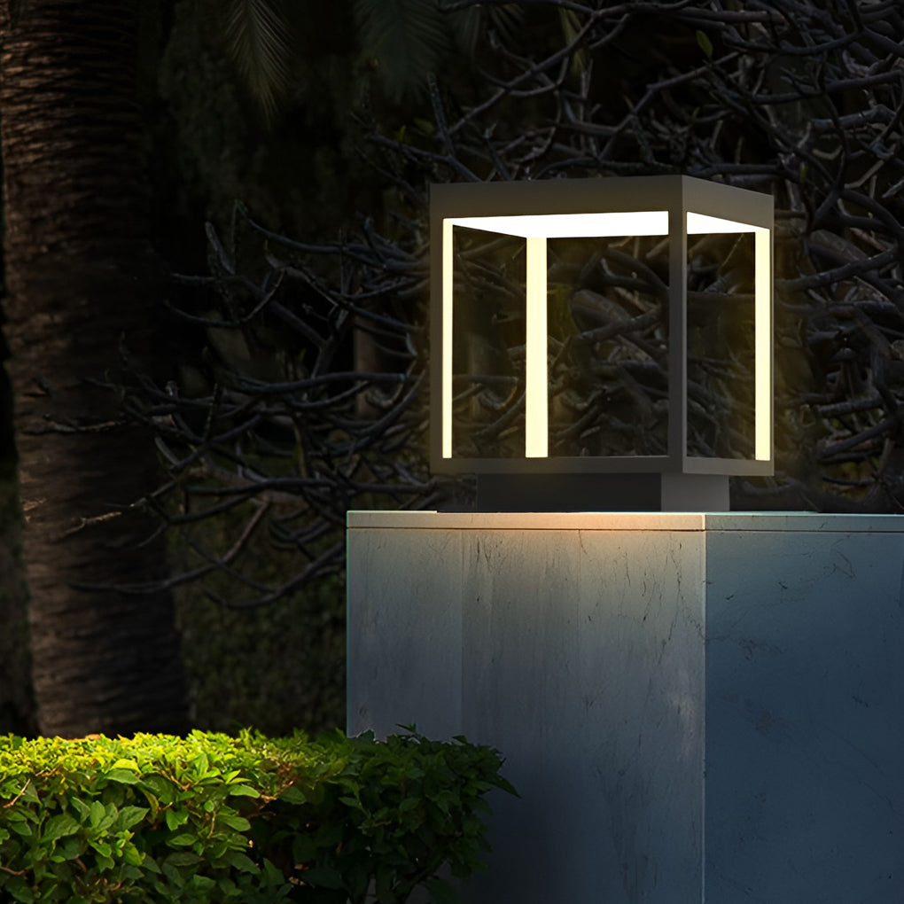 Modern Open Frame Square Led Solar Pier Mounted Outdoor Post Light