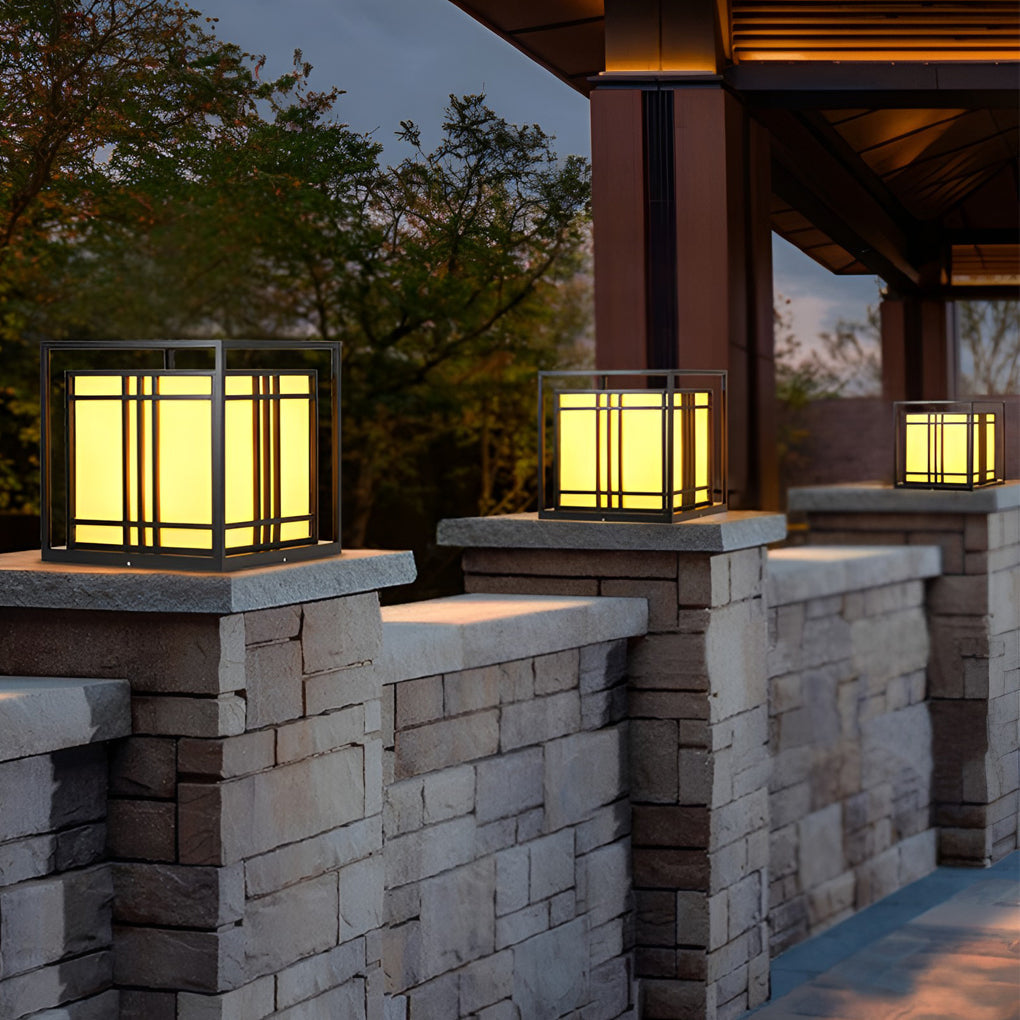 Retro Square Waterproof Outdoor Post Caps Lights
