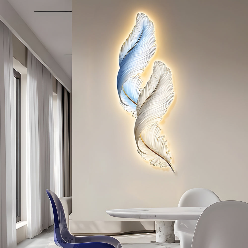 Feathers Creative Luxury Decorative Painting Usb Remote Led Wall Lights
