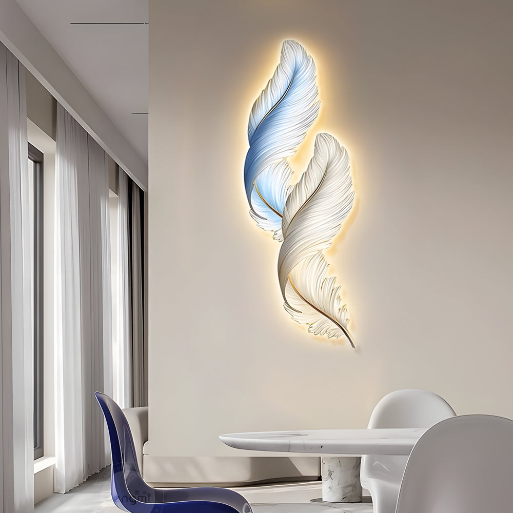 Feathers Creative Luxury Decorative Painting Usb Remote Led Wall Lights