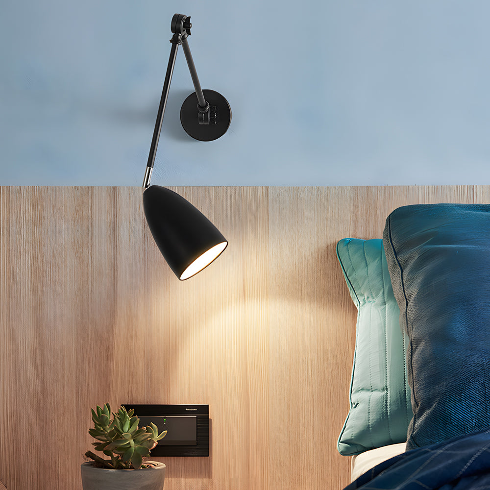 Swing Arm Wall Lamp Long 1 Bulb Rod Rocker Arm Wall Mounted Sconce With 3 Adjustable Joints