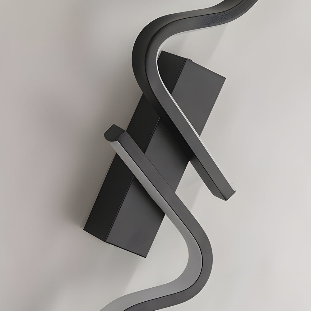 Minimalist Long Wave Aluminum Black Decorative Led Wall Lamp