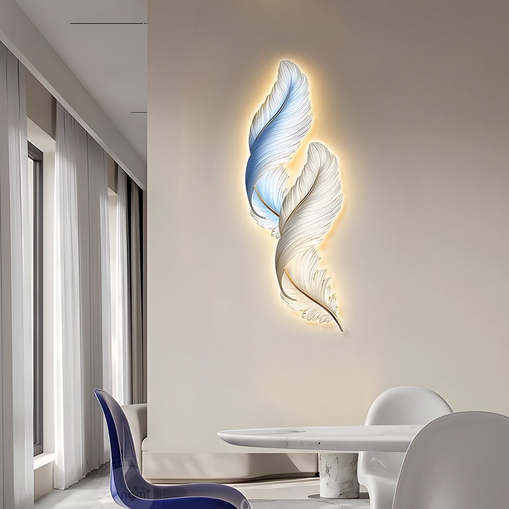 Feathers Creative Luxury Decorative Painting Usb Remote Led Wall Lights