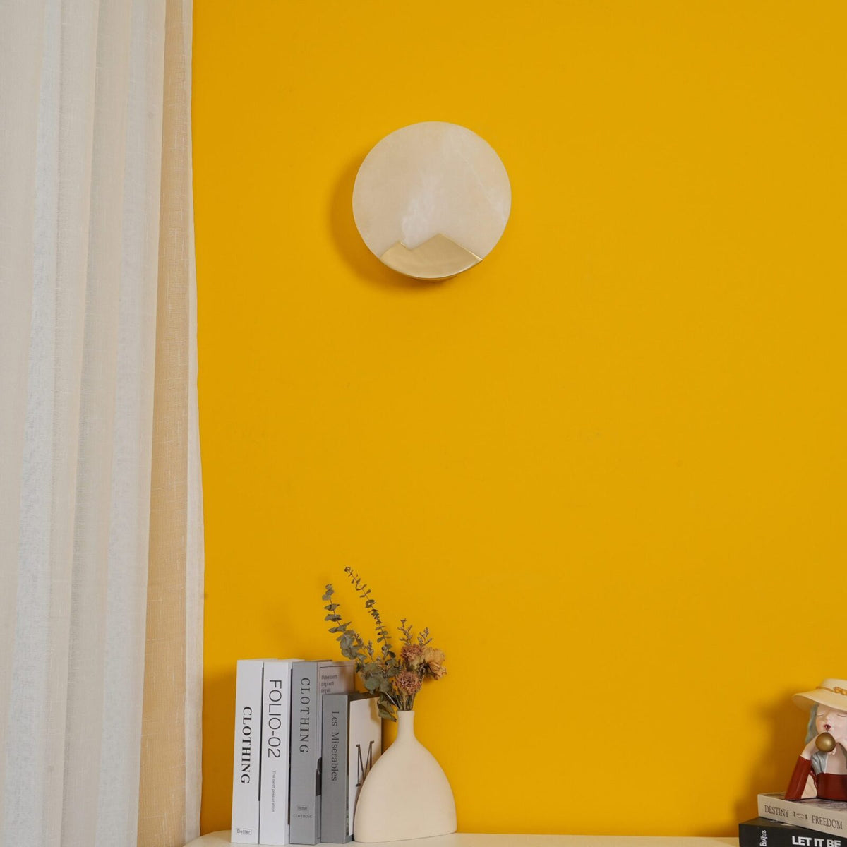 Alabaster Brass Wall Light